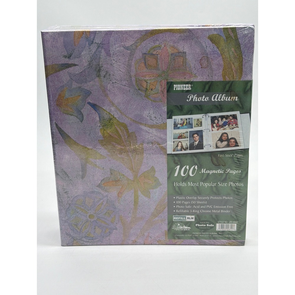 Pioneer Photo Album Purple Floral 100 Magnetic Pages 3-Ring Binder LM-100D‎ New